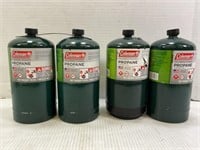 4 CANS OF 1LB PROPANE COLEMAN CYLINDERS - APPEAR