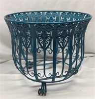 F4) METAL PLANTER/STAND ,PAINTED A PRETTY