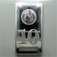 10 oz. Silver Morgan Design Silver Bar .999 Pure