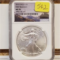 NGC 2015 MS70 1oz .999 Silver Eagle $1 Dollar