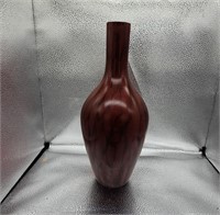 Wooden Long Neck Vase w/Black Design