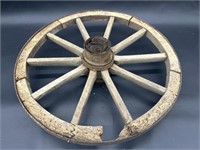 Antique 18in Buggy Wheel with Wood Spokes