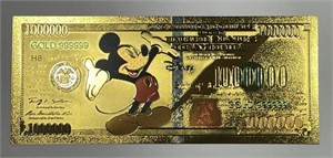 Mickey Mouse Disney Gold Foil Plated Note
