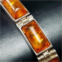 $700 Silver Amber 28.8G 7"  Bracelet
