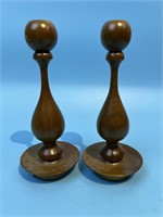 Pair of Wooden Candleholders