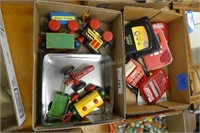 2 boxes vintage toys
