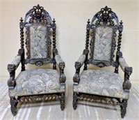 Outstanding Neo Gothic Gryphon Crowned Armchairs.