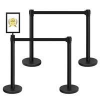 2 Set Stanchions w/ Retractable Belts & Sign Holde