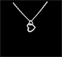Pavee Diamond and Gold Interlocked Heart Necklace