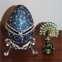 Decorative Egg (5.5"H) & Peacock (3.5"H)