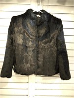 Ladies vintage Dyed Rabbit Fur black jacket ,