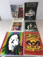 5 Photos of 60s/70s  Rock Posters and WW2 tin