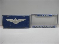 Vtg Military Naval License Plate & Plate Holder