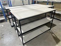 4 Bays Steel 3 Tiered Timber Top Stock Shelving