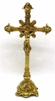 Ornate Rococo Brass Altar Crucifix.