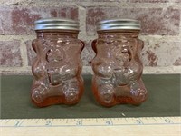 Pair Honey Bear Depression Glass Shakers