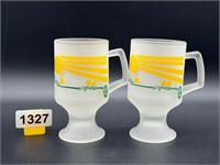 Pair of Tiara footed frosted sunshine glasses