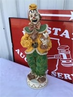 Vintage Large Clown with Poodle Statue