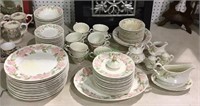 Large dinnerware set by Metlox “Vernon Rose.“ Some