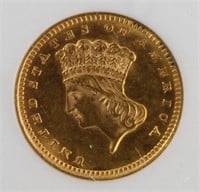 1862 Indian Princess Gold Dollar NGC MS63 G$1
