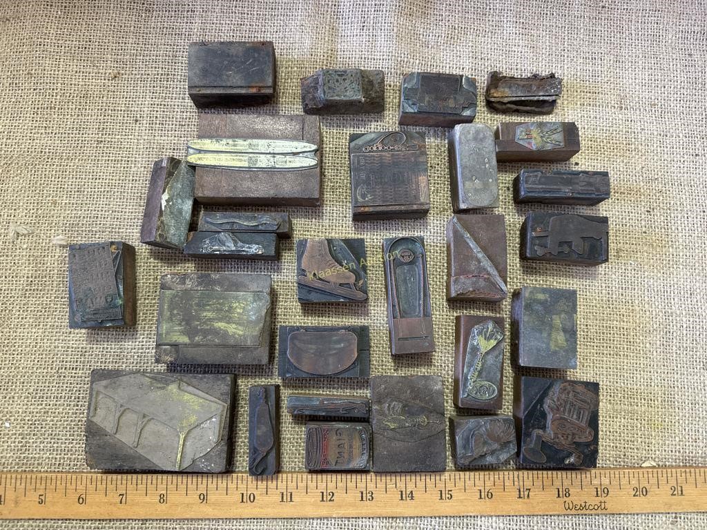 Tin Stamps with Wooden Block
