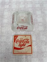 Vtg TRINK Coca-Cola Glass Ashtray & Coaster