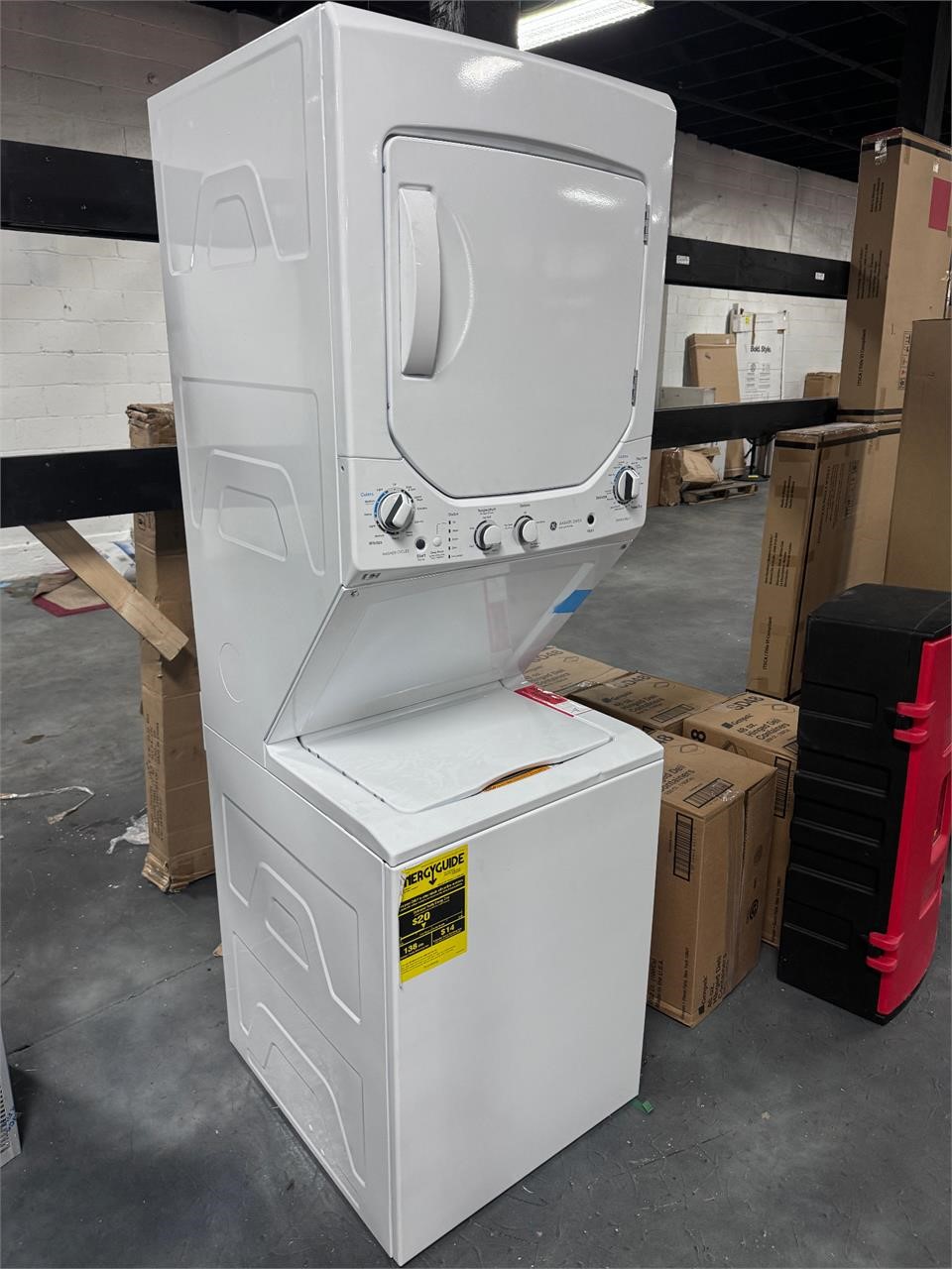 $1197 GE Stackable Waher/Dryer Set GUD24ESSM B50