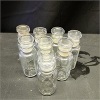 8 glass spice/herb jars