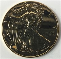 2016 1 Oz American Eagle Coin .999 Silver Gilded