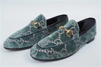 Pair of Gucci "Jordaan" Jacquard Velvet Loafers