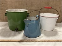 Enamelware Painted Coffee Pot, Water Dispenser, &