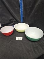 3 Vintage Pryex Mixing bowls