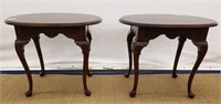ETHAN ALLEN QUEEN ANNE END OVAL TOP TABLE X 2