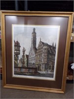 FRAMED PENCIL SIGNED CITYSCAPE ETCHING PRINT