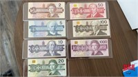 Bank of Canada bird series $2 to $1000 bills