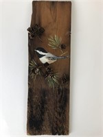 Hand Painted Bird on Wood Wall Art