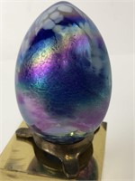 Vintage MSH Signed Glass Egg Hand Blown