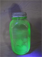 Vintage Uranium Mason Jar W/Lid