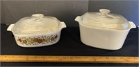 2 Covered casserole dishes- some staining