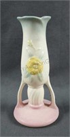 Hull Pottery Open Rose Camelia 7" Bud Vase No. 129