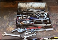 Small Metal Toolbox with an assortment of tools