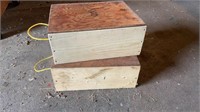 2 small wooden Storage Boxes. Each measures