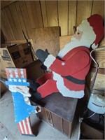 Homemade wood Santa and Uncle Sam