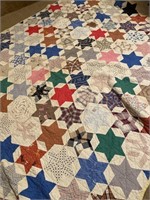 6 point star quilt hand quilted