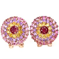 Natural RUBY CITRINE AMETHYST TOURMALINE Earrings