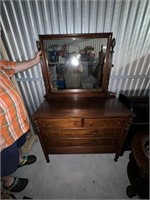 ANTIQUE DRESSER WITH MIRROR