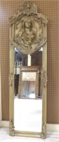 Lovely Lady Crowned Gilt Beveled Mirror.