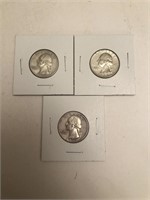 3 - Washington Quarters (1964-D, 1963-D, 1961-D)