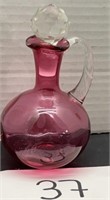Vintage Fenton Art Glass Cranberry Optic Cruet
