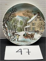 Vintage currier & Ives winter decorative plate